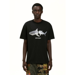 Camiseta Palm Angels White Shark Classic Black White