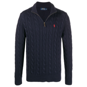 Suéter De Tricô Com Zíper Azul Marinho 'Polo Ralph Lauren'