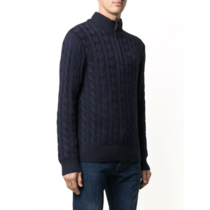 Suéter De Tricô Com Zíper Azul Marinho 'Polo Ralph Lauren'